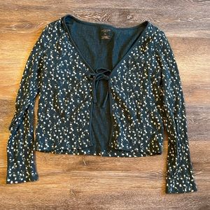 Arizona Jean Company Floral Tie Front Cardigan